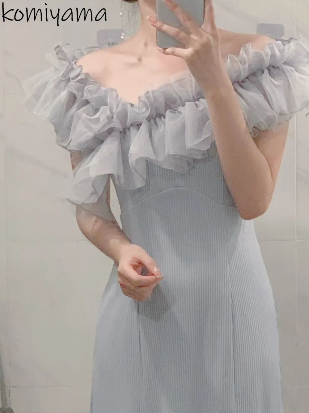 

Sexy Off Shoulder Dress Voile Ruffles Vestidos Japan New Knit Dresses Temperament Tunic Ropa De Mujer Summer Sweet Vestido