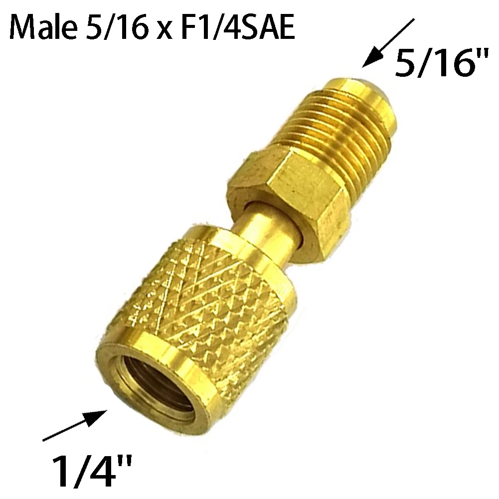 1ชิ้นอะแดปเตอร์ตัวผู้5/16 x F1/4 SAE สำหรับ A IR เครื่องปรับอากาศ S R32ระบบทำความเย็น R410a ท่อปั๊มสูญญากาศ Couplers ชิ้นส่วนมือถือ