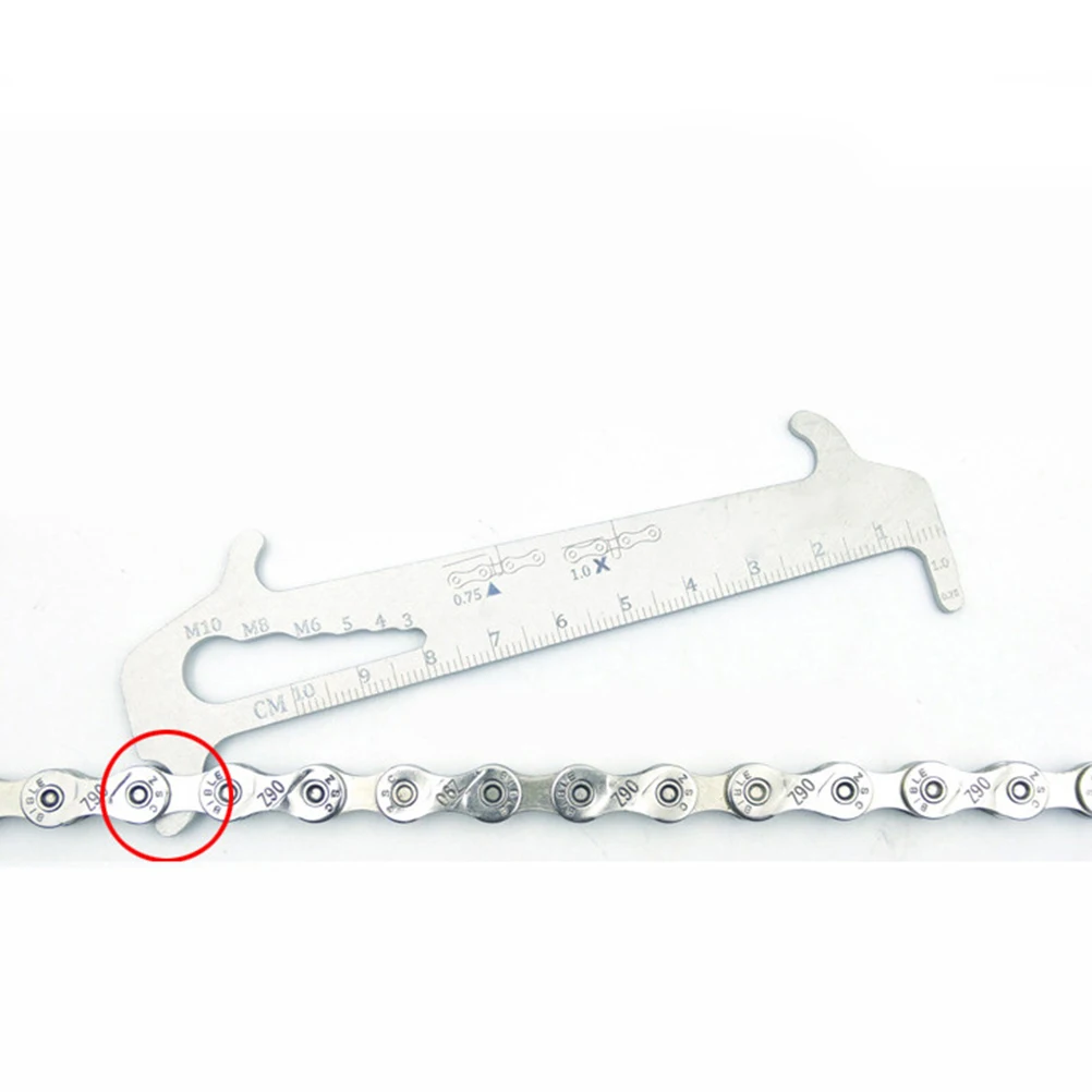 Portable Bike Chain Wear Indicator Tool Durable Measurement Gauge for Road Repair Silver Chain Indicator Portable Bike Tool