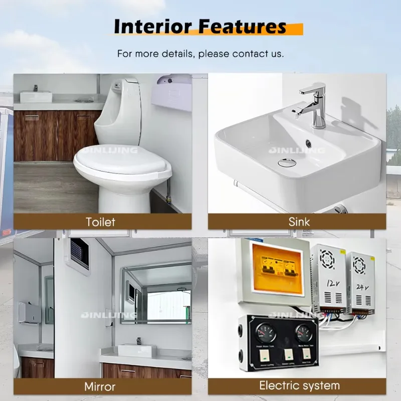 Rimorchio per WC con doccia mobile portatile per bagno esterno in fabbrica in vendita