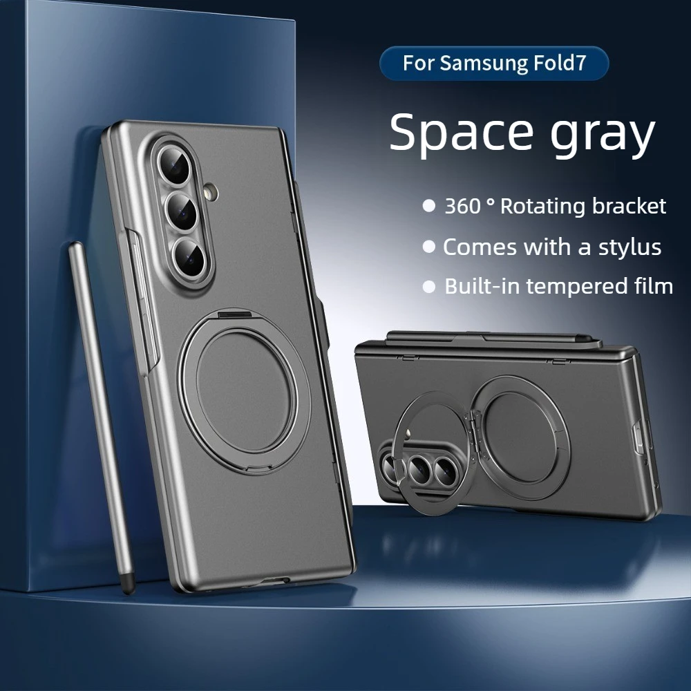 

Чехол для Samsung Z Fold7/6/5/4/3 с держателем для стилуса, магнитной вращающейся подставкой, защитой шарнира, пленкой и полным покрытием для защиты Magsafe
