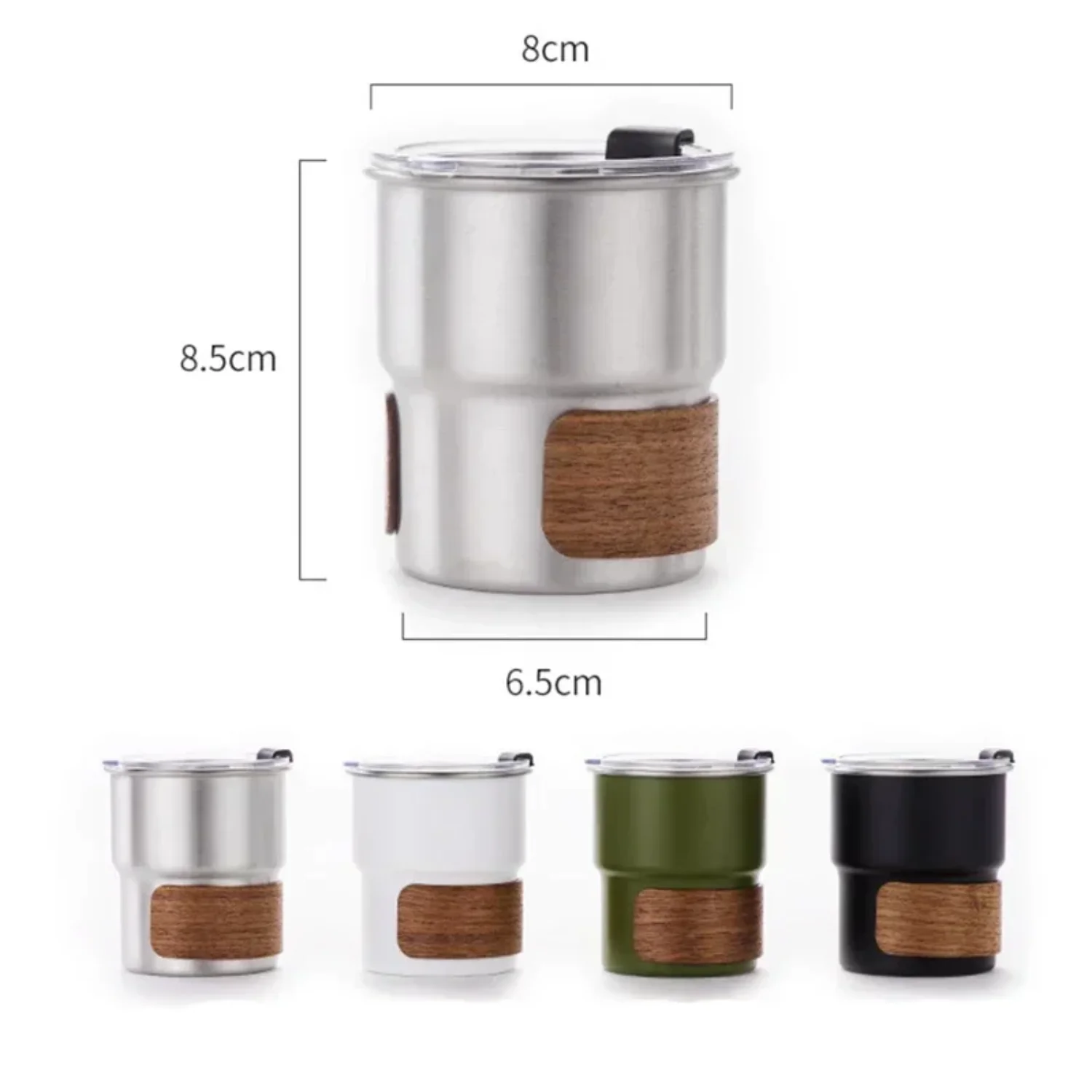 Tasse de Camping à café en acier inoxydable de 300ml, avec couvercle, Portable, résistante à la chaleur, pour pique-nique en plein air, bouteilles de pêche, tasses à café