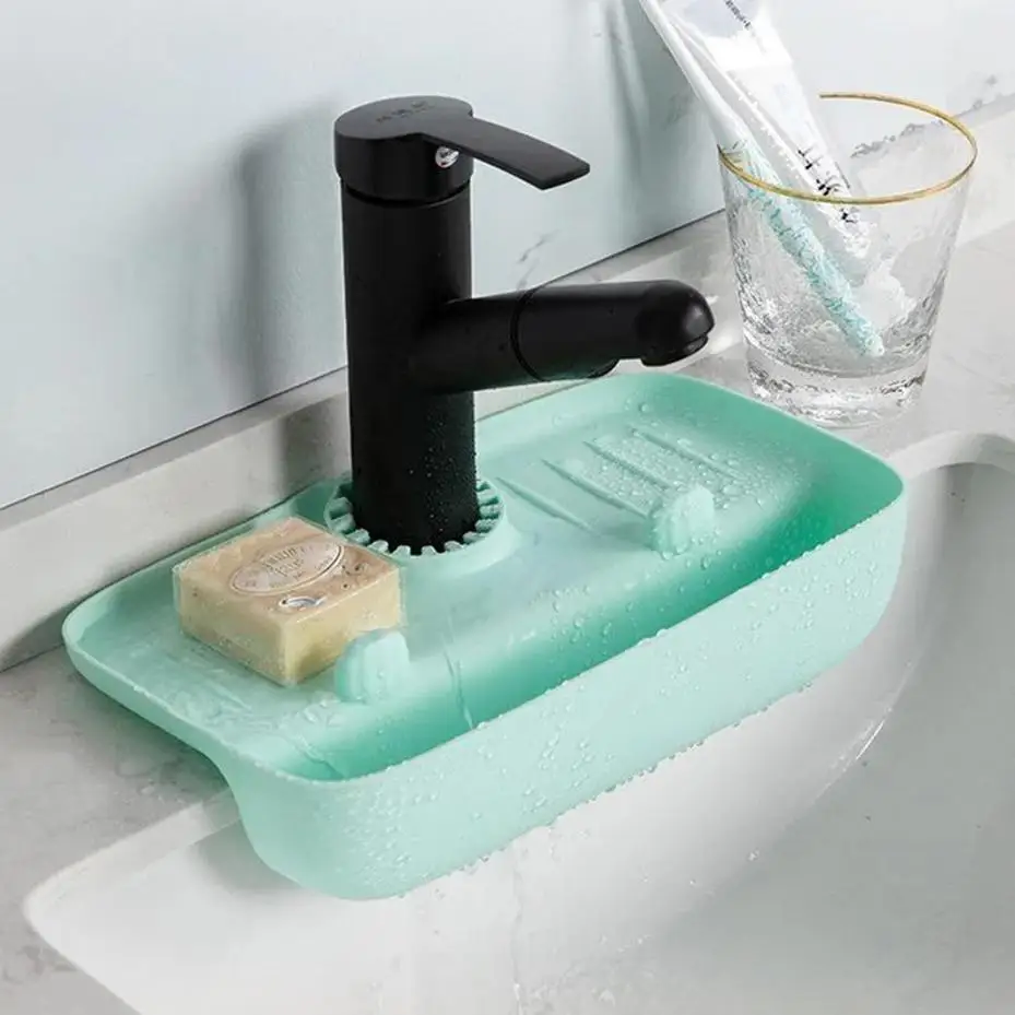 1 Pcs Silicone Faucet Mat Sink Splash Pad Kitchen Storage Rack Drain Basket Sink Sponge Rack Bathroom Kitchen Accessories