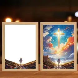 4D LED Painting, Miracle Lamp Paintinginspiring Jesus Painting, Decorative Lights, LED Best Birthday Christian Gifts Suitable