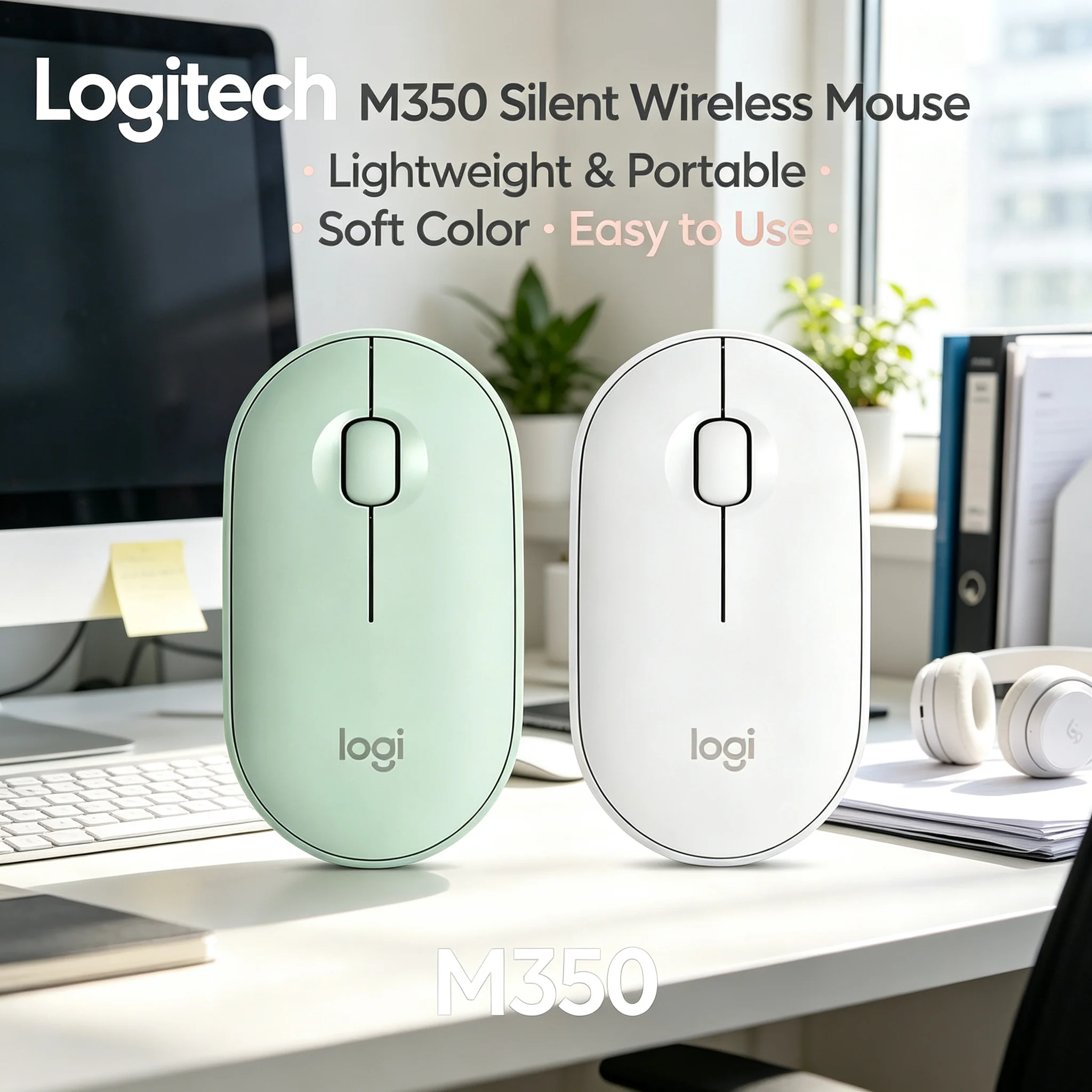Logitech M350 Pebble Silent Wireless Mouse 2.4G Slim Mice For Laptop Office PC