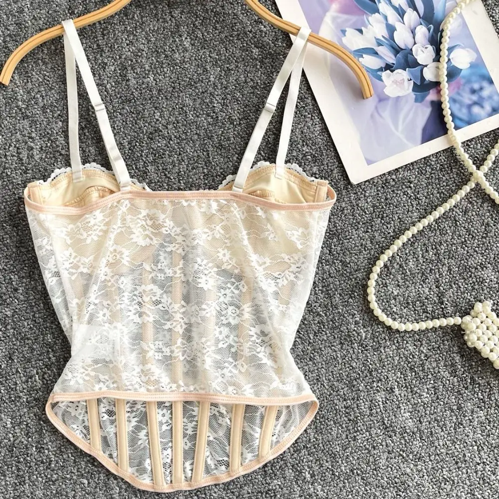 أنيقة حار فتاة الدانتيل بروتيل عظم السمك ملفوفة جوفاء المحاصيل القمم الدبابات شفافة الحمالة سترة الربيع الصيف