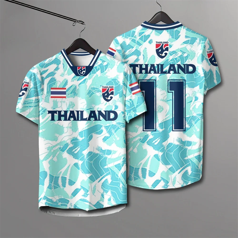 Camiseta de verano estilo tailandés con estampado 3D para hombre, talla grande, holgada y cómoda, adecuada para uso diario