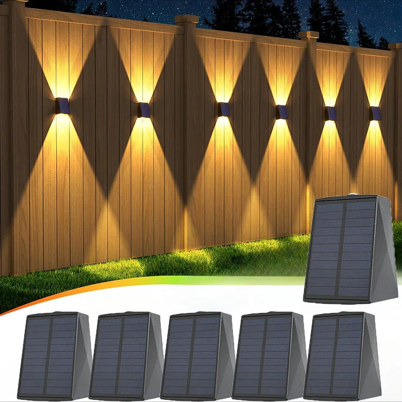 

1 ~ 6 упаковок, солнечный настенный светильник, теплый свет, уличный водонепроницаемый световой светильник вверх и вниз, балкон, двор, украшение для сада, светильники
