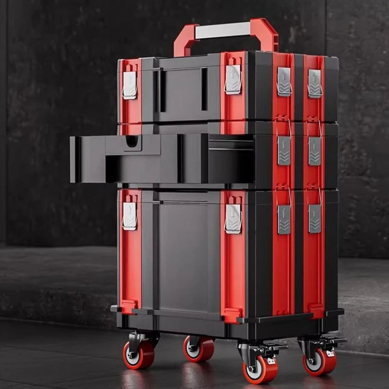 Workshop Mobile Tool Cart Auto Repair Trolley Maintenance Multi-functional Hand Push Heavy Toolbox