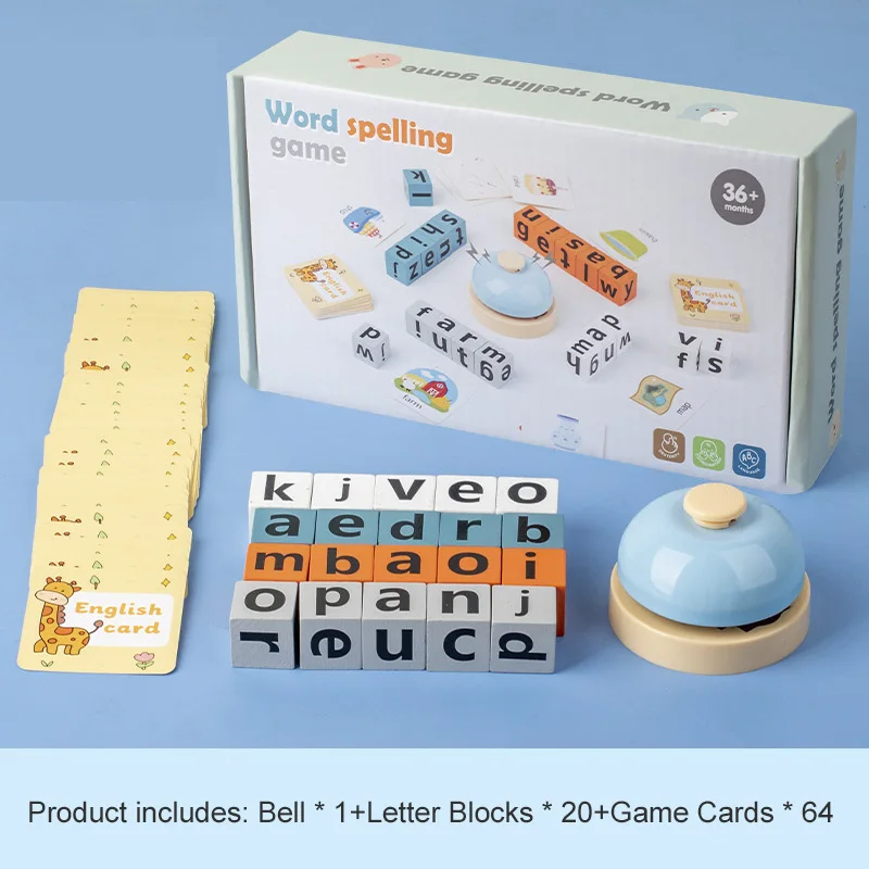 Creative Wooden Spell Word Toy Letter Cognitive Challenge Memory English Word Game Learning Educational Toy For Children Kids