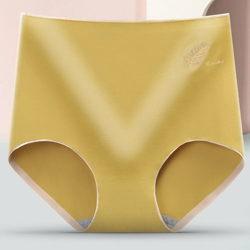Sexy Comfortable Fitness High-waist Feather Girls Breathable Lingerie Women Underwear Graphene Crotch Panties Seamless Briefs