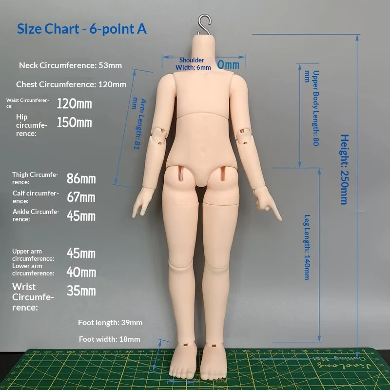 Xiaolingdang One Sixth Bjd Body With Built In Aluminum Wire Anti Slip Chest Slot Jointed Doll Body For Adult Collectors