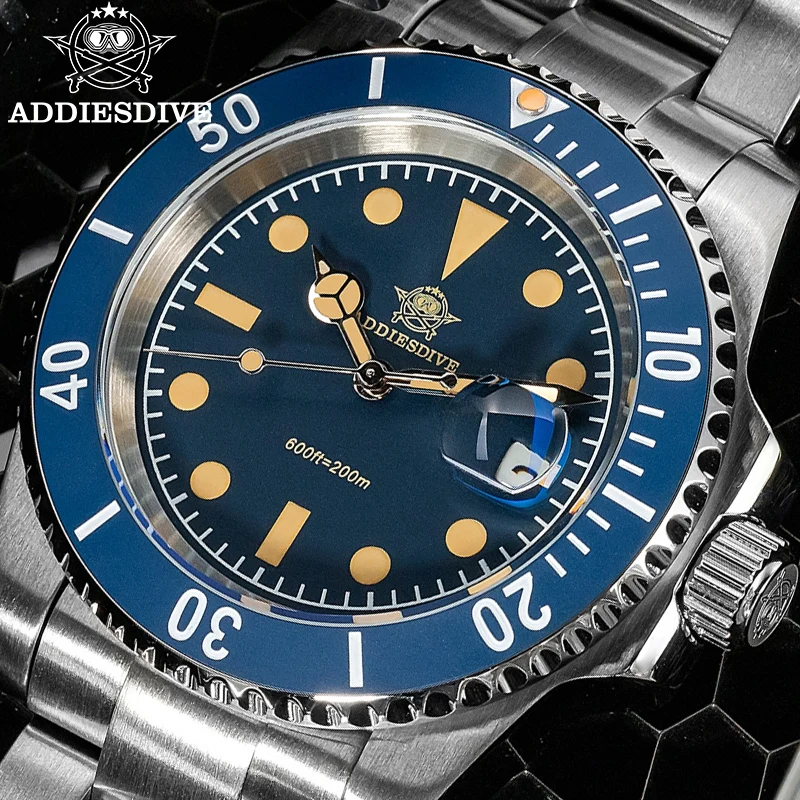 ADDIESDIVE Hot Sale Men Watch Ceramic Bezel Stainless Steel Luminous Fashion Quartz Watches Waterproof Dive Relojes Masculino