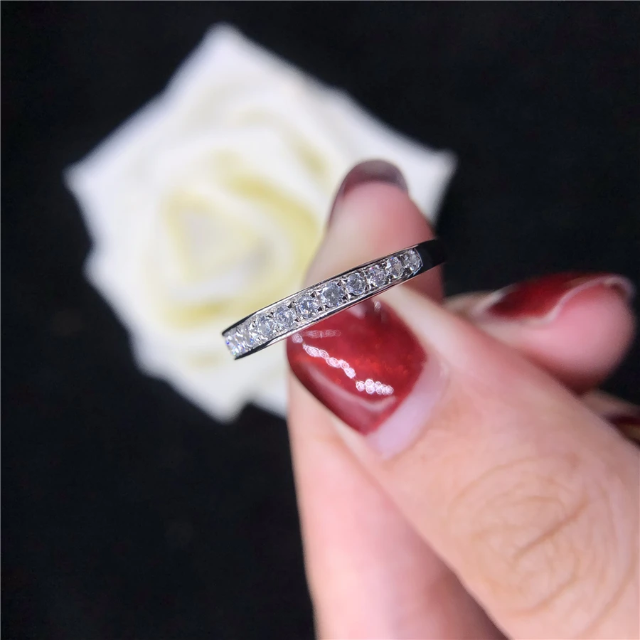 Lovely Band Ring Solid 14k White Gold Diamond Engagement Ring For Woman Fine Wedding Jewelry Retail&wholesale