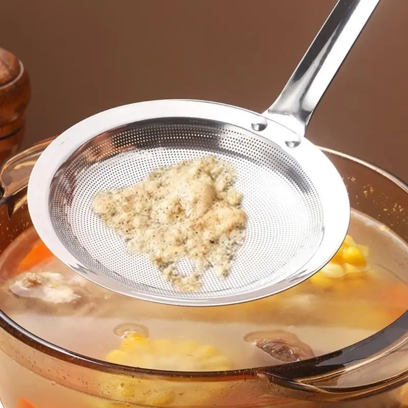 

G6KF 2pcs Fine Mesh Strainer for Eggs Oil and Noodles Filtration Stainless Steel Colander Flour Sieve Fine Particle Filter