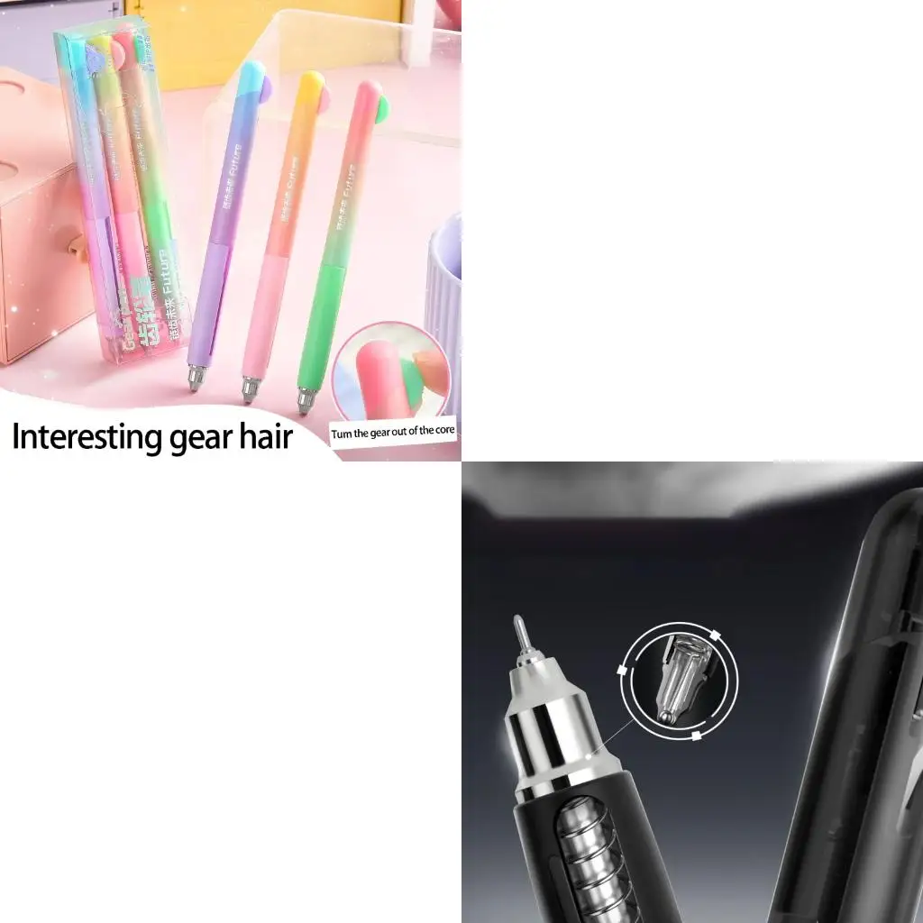 3Pcs Neutral Pen 0.5mm Point with Press Designs Retractable Writing Tool Fast Drying Ergonomic Grip For Office Tasks