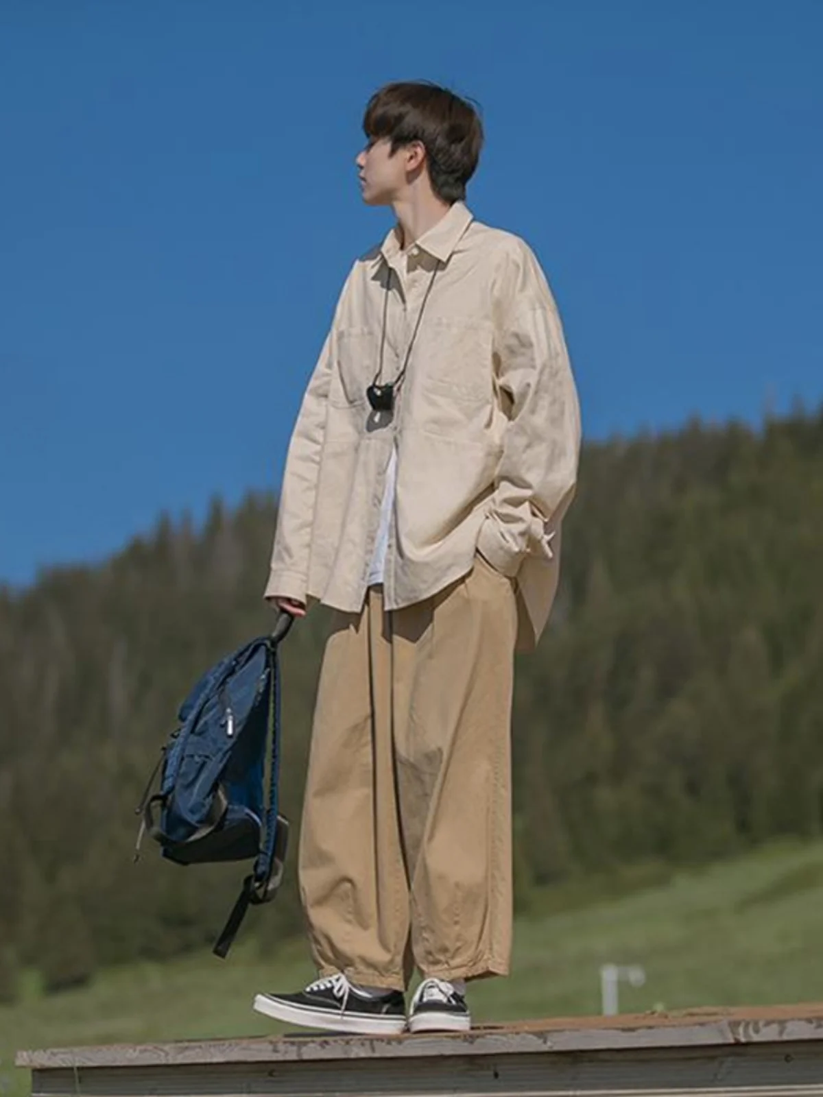 

i Color Workwear Pants Trendy Brand Men's Spring Summer y Skateboard 9 Split Lantern Haome Straight Leg Casual Pants