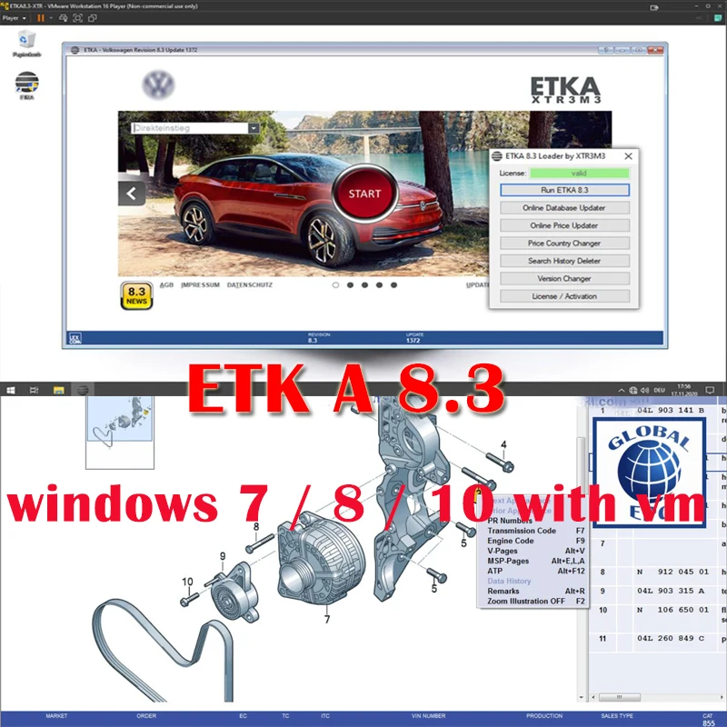 

Newest ETK A 8.3 Group Vehicles Electronic Parts Catalogue until 2021 years For V/W+AU/DI+SE/AT+SKO/DA etka 8.3 Multi-Languages