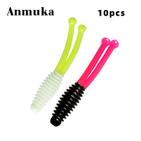 10pcs Two-Color Fork Tail Soft Fish bait Road Runner PVC Fishing Bait 1.2g5cm Threaded Soft Maggot False Bait