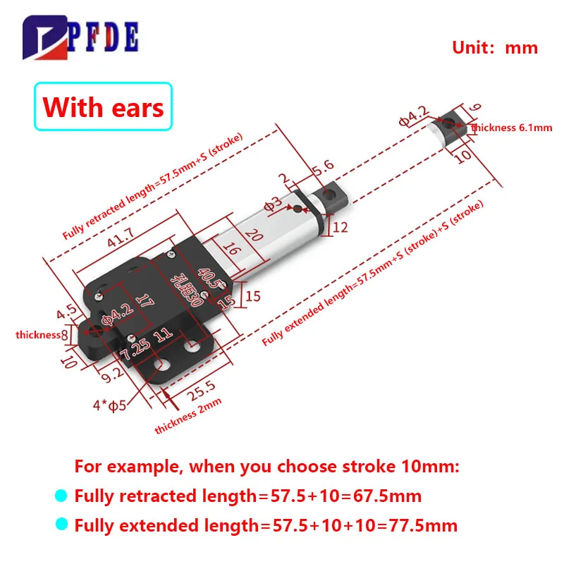 Mini Electric Cylinder Push Rod Micro Linear Thrust Actuator DC12V/24V 20-150N Reciprocating Motor Remote Automation