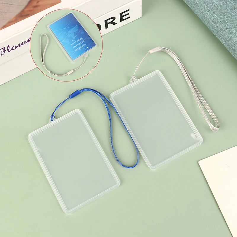 Hot Transparent Flip Case Cover ID Card Holder with Lanyard Name Tag Student Bus Card Credit Card Employee Access Card Holder