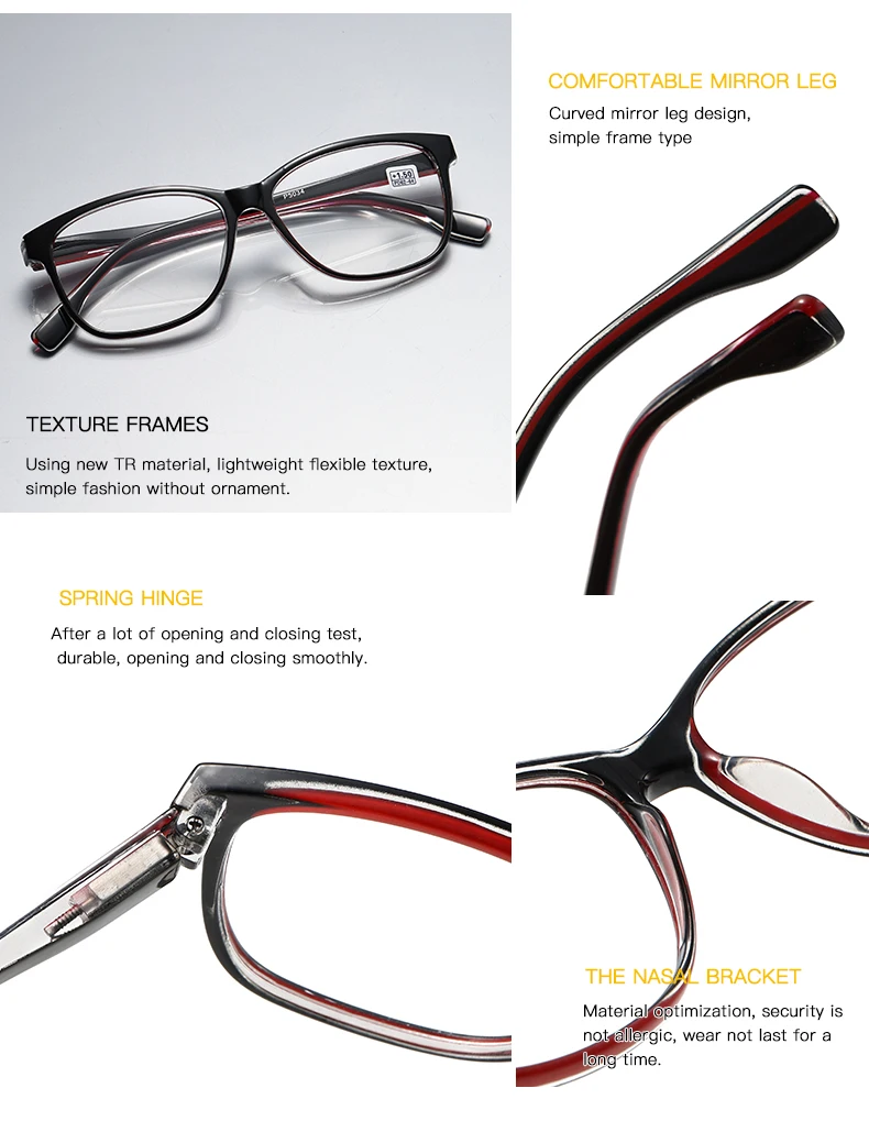 Vintage Frauen Lesebrille Mode Kunststoff Presbyopie Für Männer Computer Brillen Mit Lesen Hyperopie + 1,0 + 2,0 + 3,0 + 4,0 – Detail 7