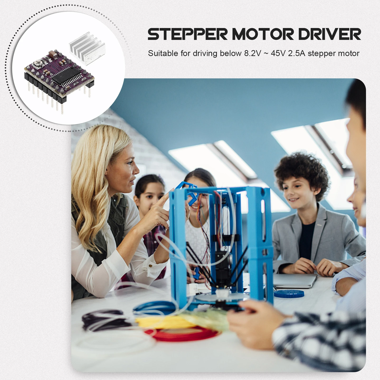 

5 pcs Stepper Motor Driver 4-Layer Module Heat Sink 8.2V-45V 2.5A Microstepping Bipolar Board For 3D Printer Cnc Machine