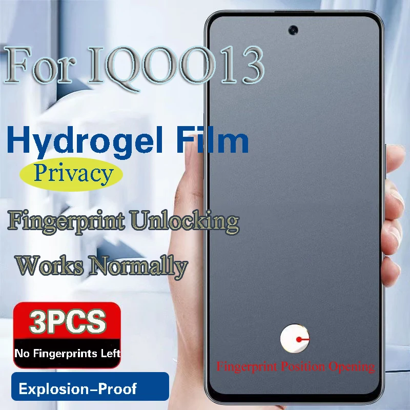 IQOO13 Privacy Screen Protector For VIVO IQOO 13 Hydrogel Film IQOO13 Anti-Peeping Soft Fingerprint Unlocking Work Full Coverage