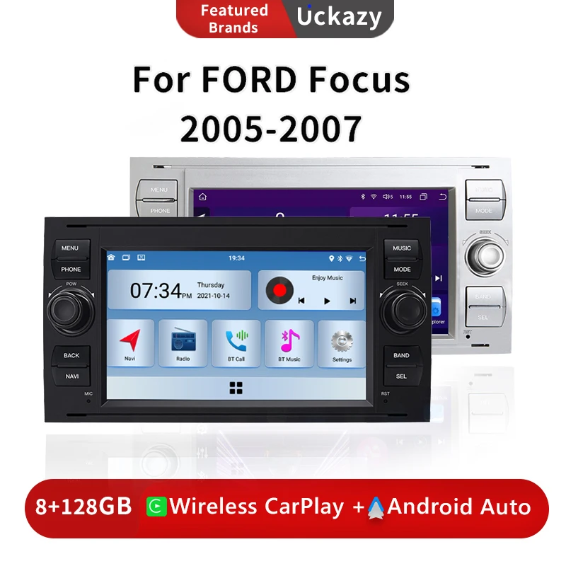 AutoRadio 2 Din Android 13 dla Ford Focus 2 Ford Fiesta Mondeo 4 C-Max S-Max FusionTransit Kuga Multimedia Stereo Audio HeadUnit