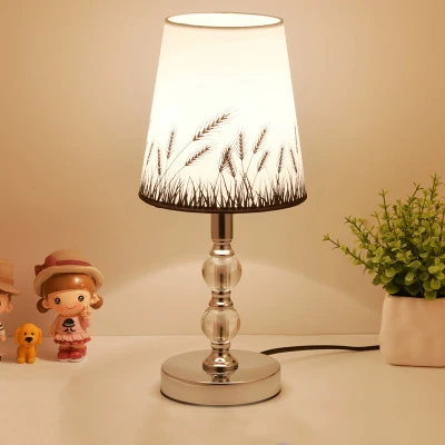 Imagem -03 - Lâmpada de Mesa Cristal Lâmpada Cabeceira Nordic Mini Led Desk Lamp para o Quarto Sala Estar do Bebê Estante Tecido Flaxen E27 Plugue da ue