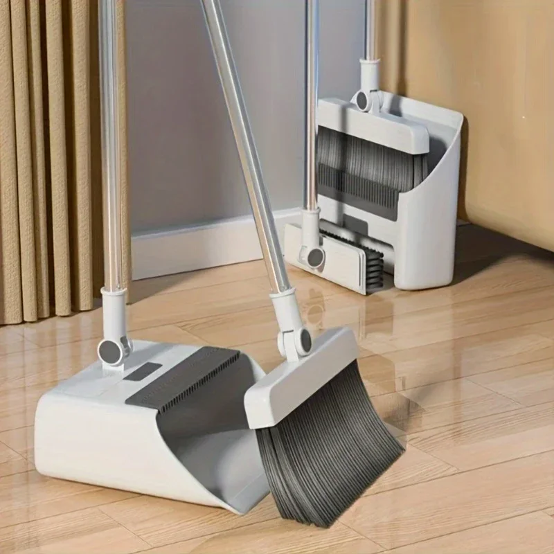 Standing Dustpan with Comb Teeth Floor Brush