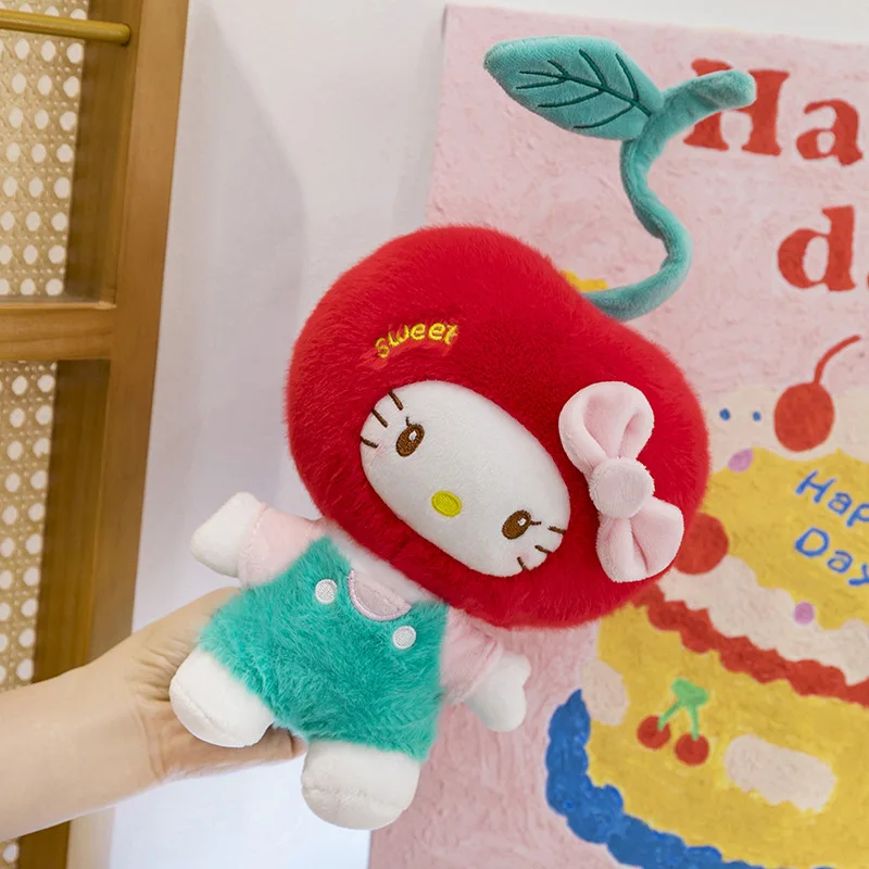 

New Hot Cherry Hello Kitty Plush Doll Toy Kt Ragdoll Soft Sanrio Stuffed Animal Girls Accompany Sleep Plush Pillow Gifts