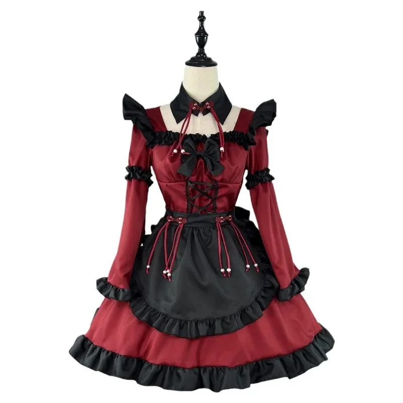 Gothic Lolita Maid Dress Little Devil Anime Cosplay Costume Red Girl Maid Dress Trending Girls Maid Party Costume Size S -5XL