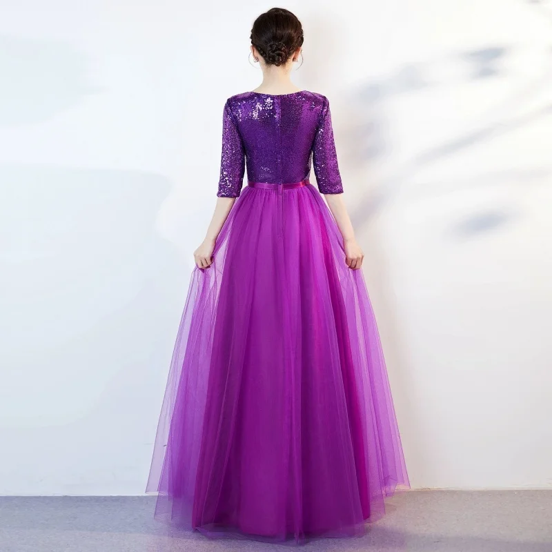 فستان طويل أداء جوقة المرأة التقليدية الفيتنامية مساء مأدبة حفلة شيونغسام #4