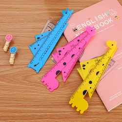 4Pcs/Set Creative Cartoon Ruler Student Learning Giraffe Four-piece Protractor Drafting Supply School Art Examination Stationery