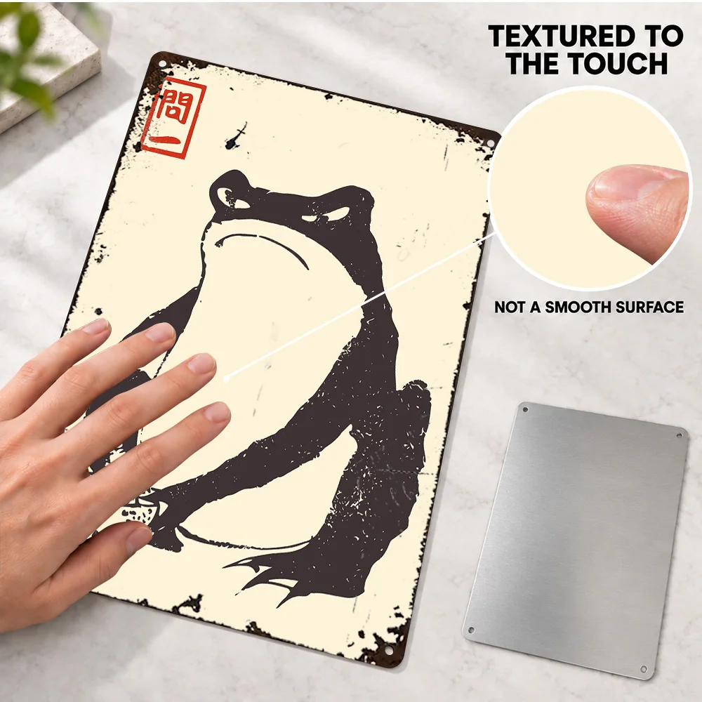 Matsumoto Hoji Grumpy Frog Aluminum Poster Animal Portrait Bedroom Wall Art Customized Metal Sign Thoughtful Housewarming Gift