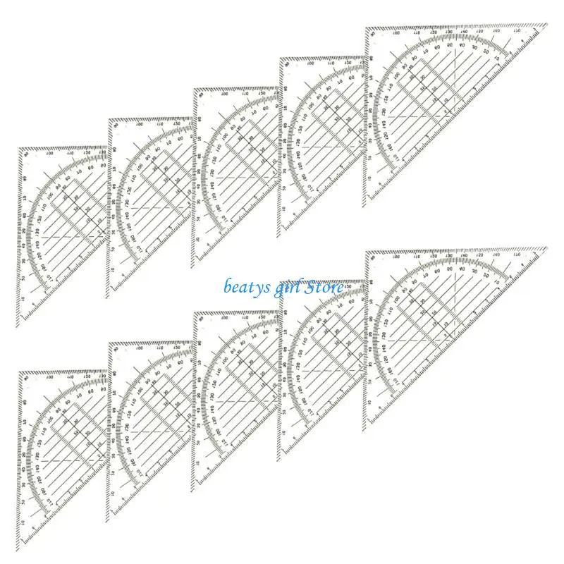 

C7AB 10Pcs Geometry Tool Set Square Angle-Measuring Instrument Math Drafting Ruler