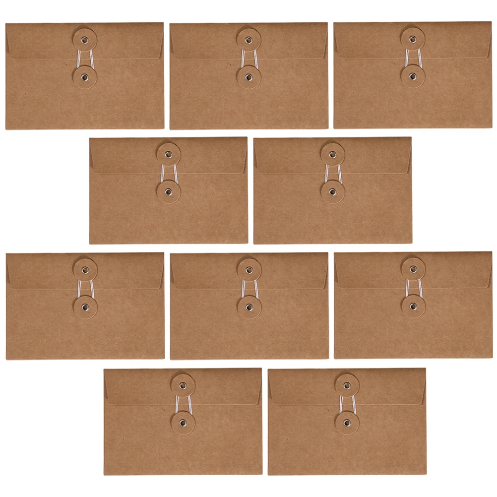 

10 Pcs Multifunction Office Strap Storage Bag Decoration Wedding Invitation Kraft Paper Sleeves Large Card Envelopes