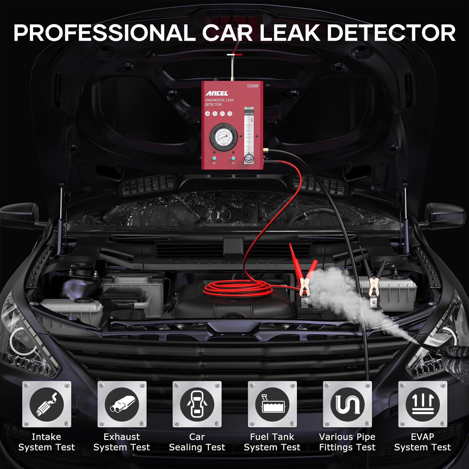 

ANCEL S3000 Smoke Leak Detector Professional Pipeline Leak Tester System Automotive Smoke Leak Detector