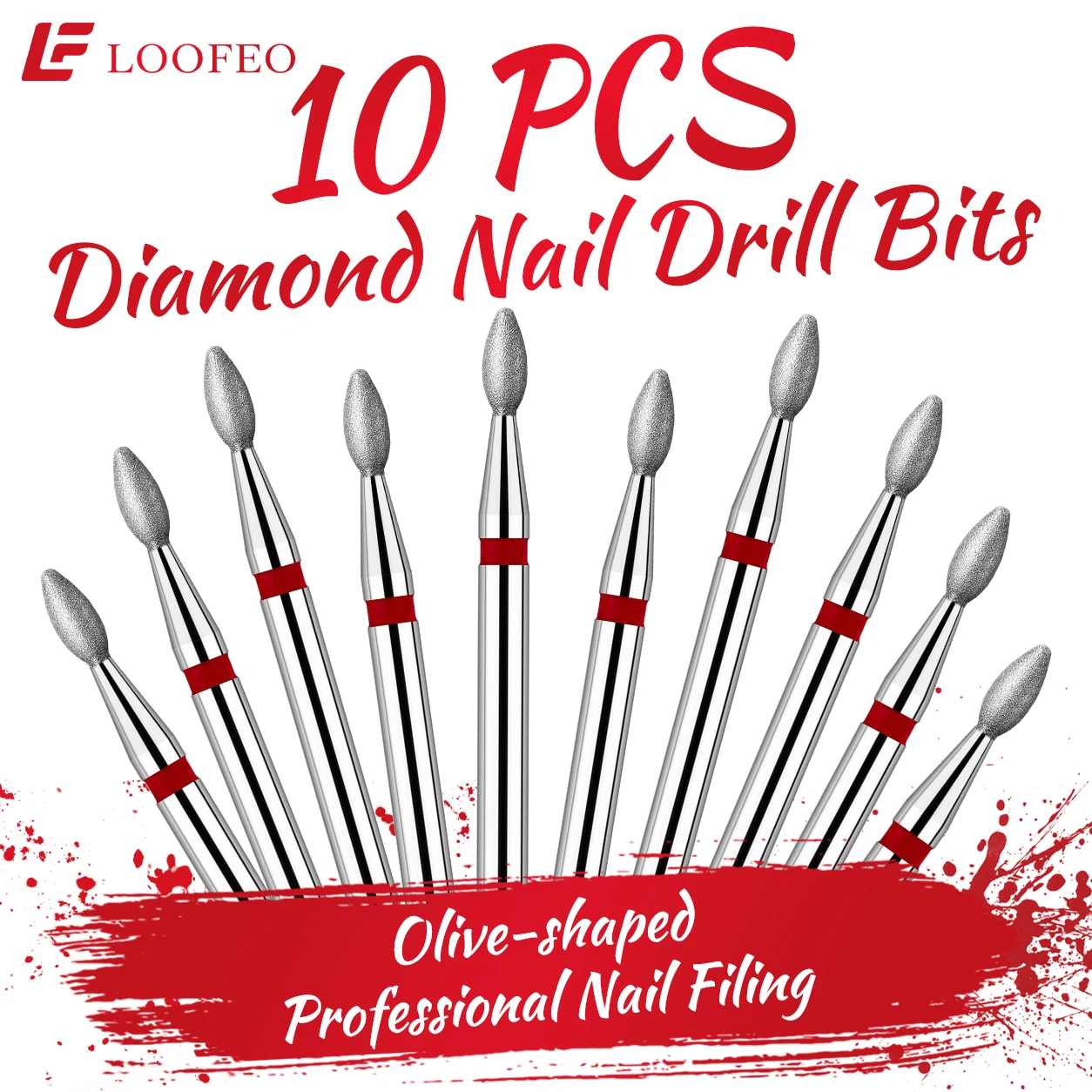 10Pcs Diamond Nail Drill Bit Set for Nail Prep Dead Skin Remover Cuticle Cleaning 2.35mm Shank Fine-Grit E-File Nail Bit Sets