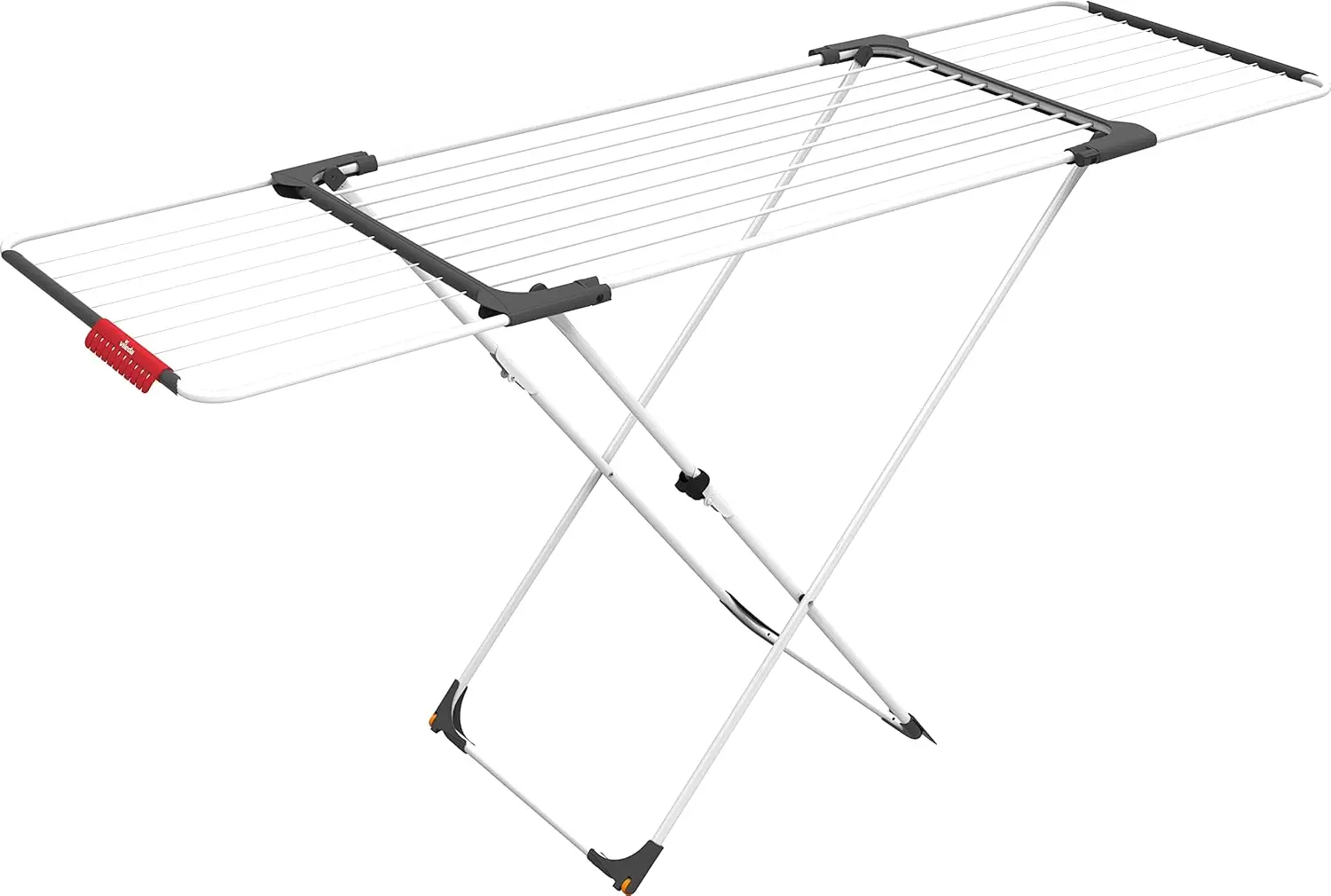 Extendable Clothes, Foldable Drying Rack with Wheels, Aluminium Resin, White, 186-257 x 57 x 108 cm