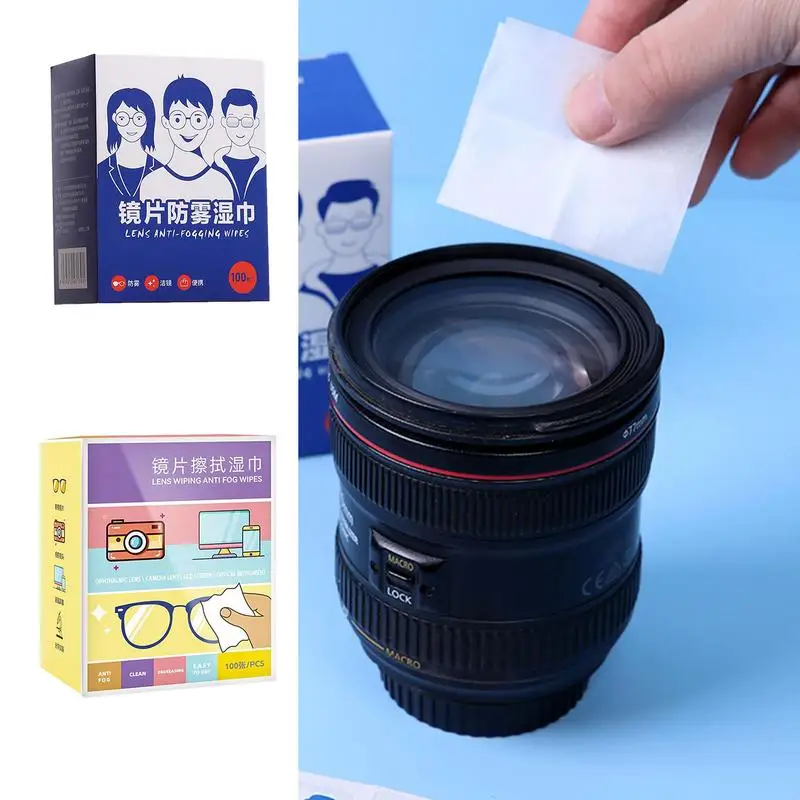 Anti Fog Lens Wipes 100PCS Lenses Wipes Eye Glasses Wipes Portable Quick-Dry Lenses Wipes For Swim Goggles Screens Ski Goggles