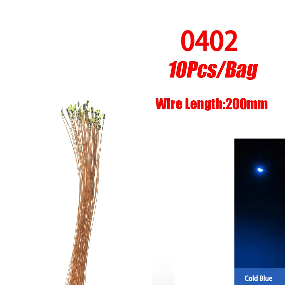 10 teile/los 0402 0603 SMD Lampe Wired Micro Led Vorgelötet Micro Litz Wired Chip 20 cm 3 V Eisenbahn modell Szenen