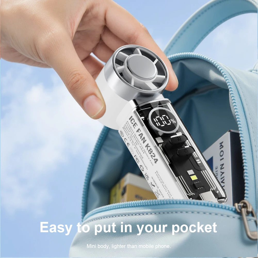 

Semiconductor Refrigeration Cooling Fan 3000mAh USB Charging High Speed Handheld Portable Mini Fan for Outdoor Travel Home Offic