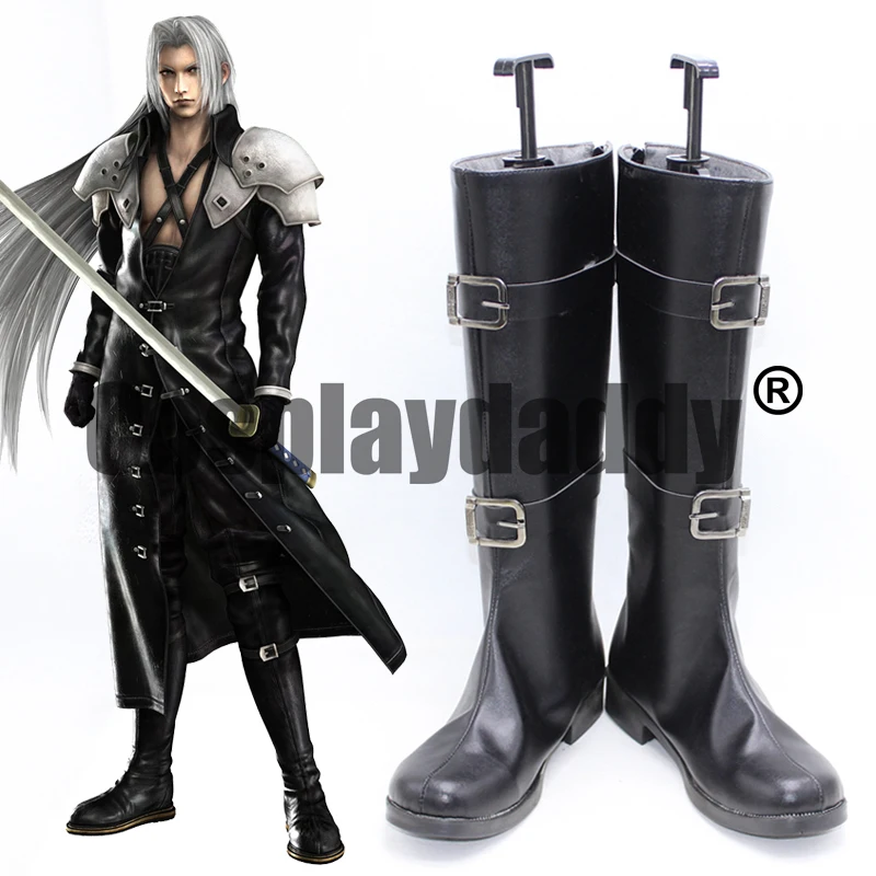 

IN STOCK Final Fantasy VII FFVII FF7 One-Winged Angel Sephiroth Cosplay Shoes Black Tall Boots