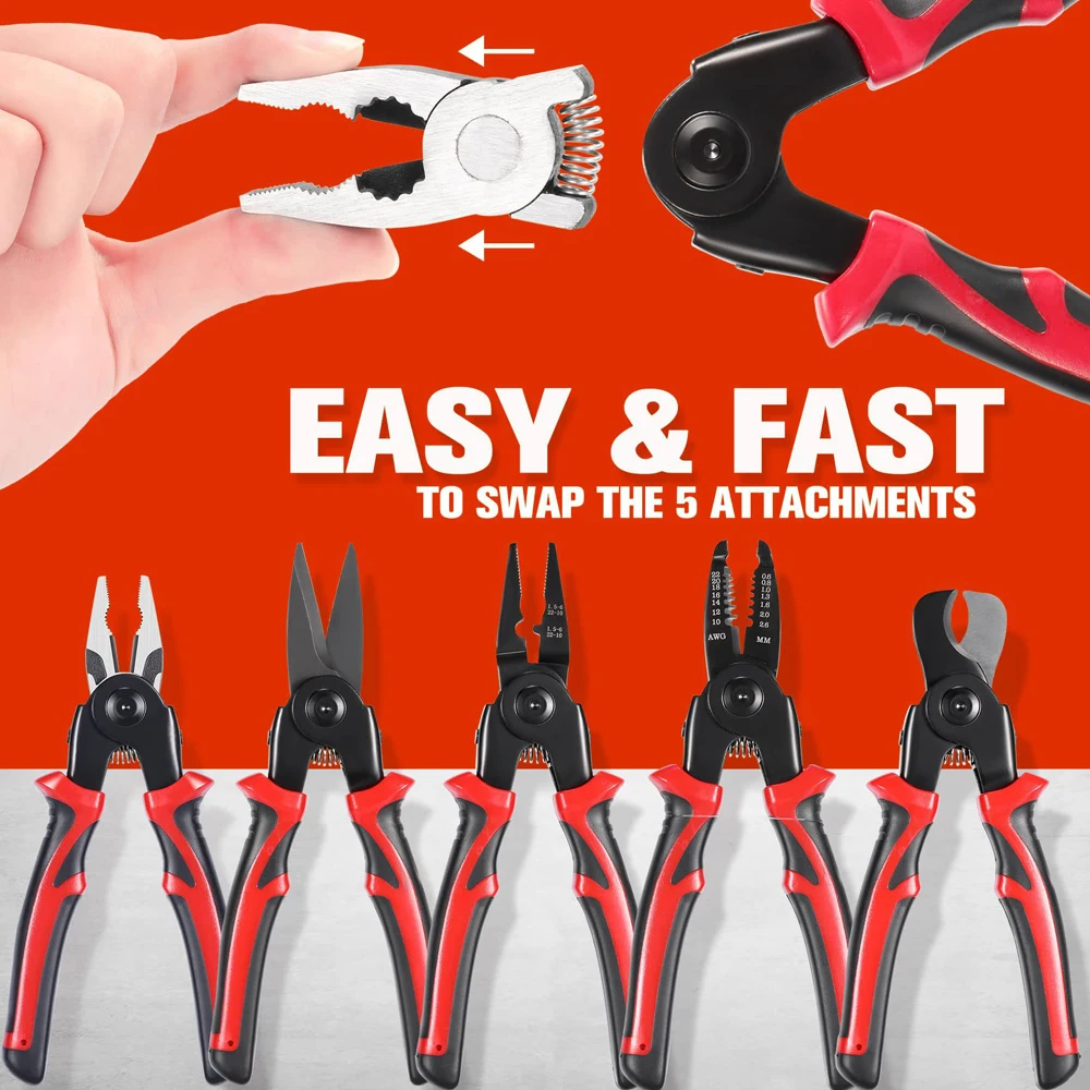 Multifunctional 5 in 1 Wire Stripper Crimping Wire Plier Set Replaceable Wire Long Nosed Pliers Stripping Pliers Manual Tools