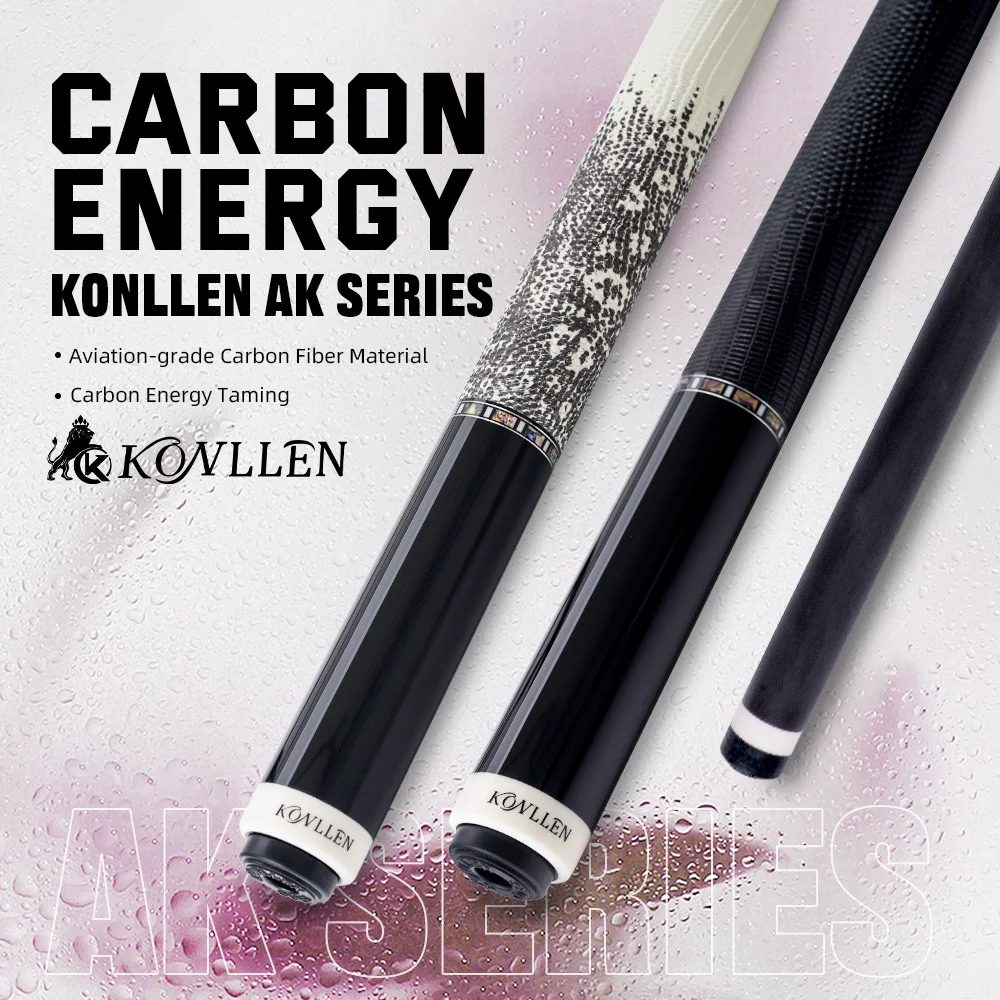 

Кий KONLLEN с наконечником из углеродного волокна, наконечник 11,8/12,5 мм, профессиональные бильярдные кии, настоящая инкрустация, бильярдный кий