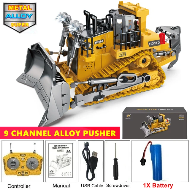 4WD Afstandsbediening Graafmachine Speelgoed Radiogestuurde RC Dump Truck Voertuig Crawler Bulldozer Bouwauto Cadeaus voor kinderen Jongens