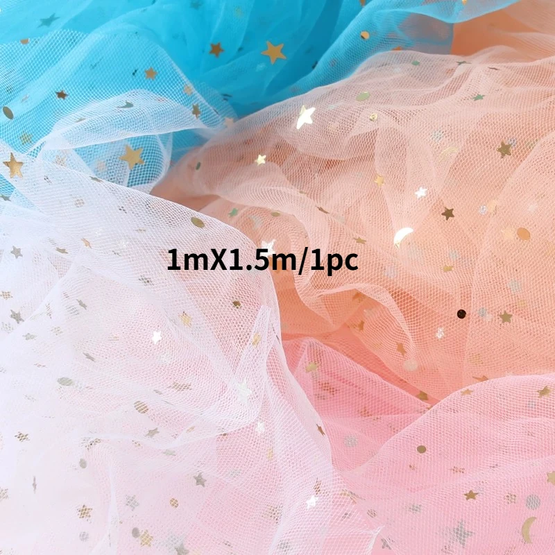 1mX1.5m Starry Sky Mesh,Mesh Lace Fabric,Photo Prop Headband Sequin Fabric,Internet Famous Nail Art Background Fabric for Sewing