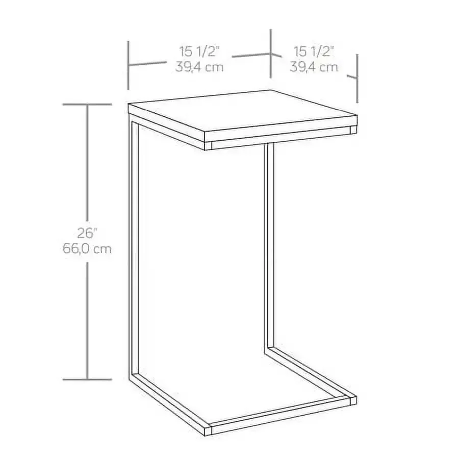 Metalowy stolik w kształcie litery C, wykończenie Canyon Walnut, nowoczesny stolik boczny do salonu, sypialni, solidna rama z eleganckim designem